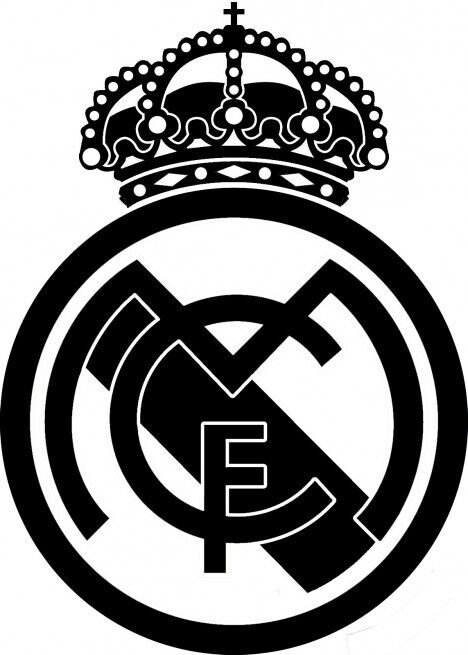 Escudo Real Madrid en blanco y negro